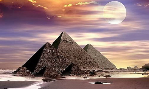 Gran Piramide Giza Keops Egipto Paisaje Noche
